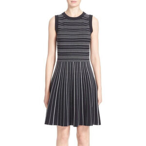 Kate Spade New York Black Striped Knit Fit Flare Sleeveless Dress Size XSmall
